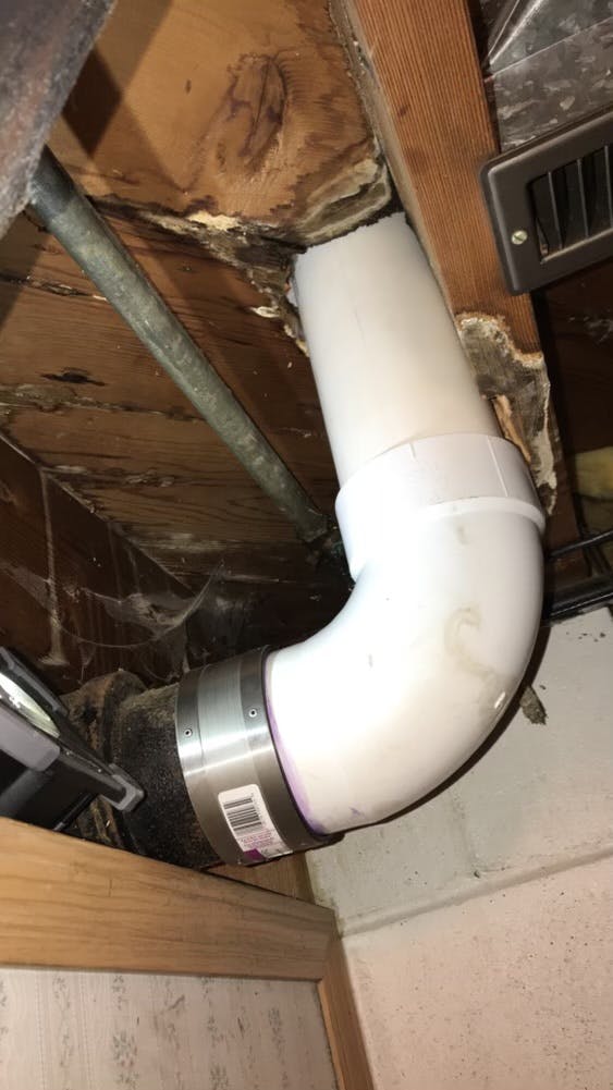 new Vinyl piping install under a sink 